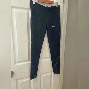 Nike dri-fit racer  flash running leggings black polka dot size medium women’s